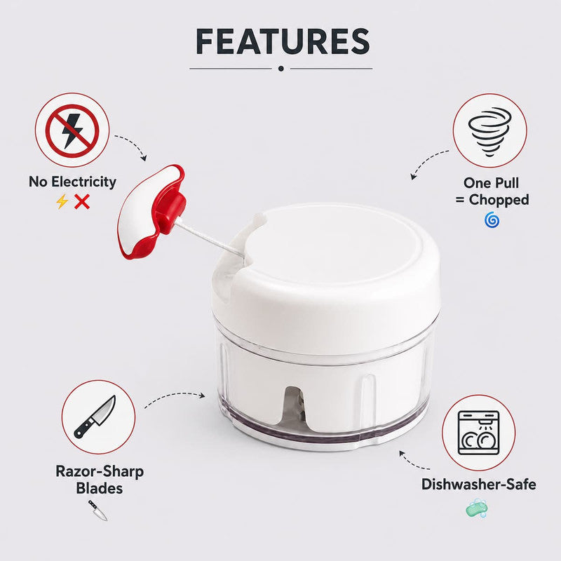 Manual Spin Cutter – Bina Bijli Ke, Sirf Ek Pull Se Fast Chopping